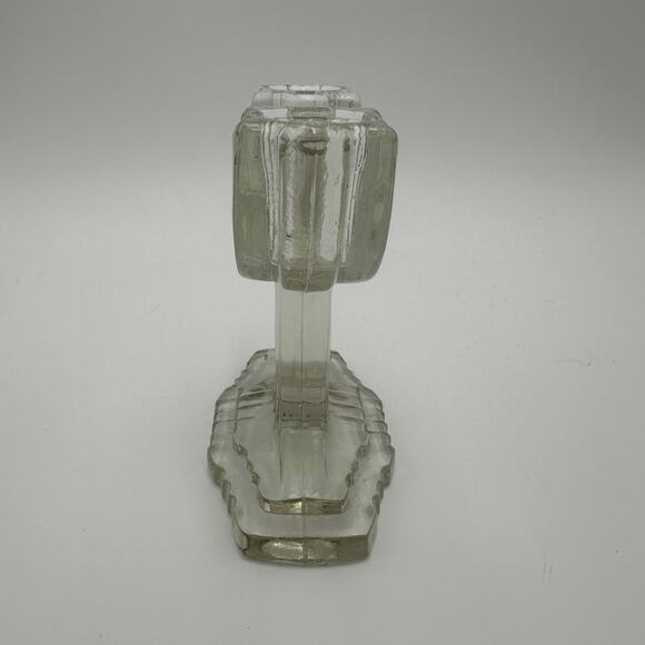 Vtg Anchor Hocking Double Candlestick Queen Mary Clear 4.5" Art Deco 1936-1949 - Picture 4 of 7